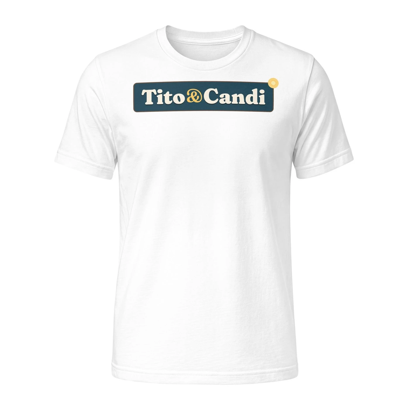 White unisex T-shirt with the Tito&Candi sign on the front